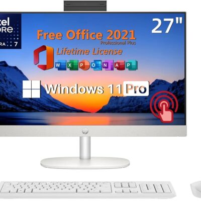 HP 27″ 2024 Newest All-in-One Touchscreen Desktop with Lifetime Office Pro License, 64 GB DDR5 RAM, 4 TB SSD, Intel Ultra 7-155U (12-Core), FHD, Wi-Fi 6, Webcam, Keyboard &…