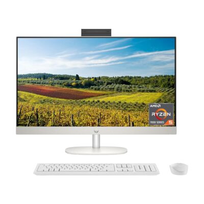 HP 27 inch All-in-One Desktop PC, FHD Display, AMD Ryzen 5 7520U, 8 GB RAM, 512 GB SSD, AMD Radeon Graphics, Windows 11 Home, 27-cr0060 (2023)