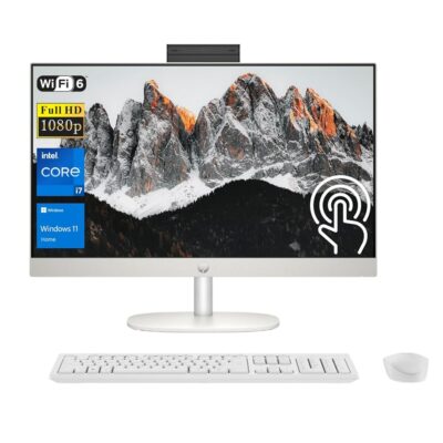 HP Newest 23.8″ i7 All-in-One Desktop, 23.8″ FHD Touchscreen, Intel i7-1355U, 16GB RAM, 1TB PCIe SSD, Wireless KB & Mouse, HDMI, RJ-45, Wi-Fi 6, Windows 11 Home, Shell White