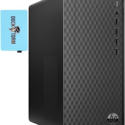 HP Newest Business Desktop PC (AMD Ryzen 3 5300G 4-Core 4.0GHz, 8GB RAM, 512GB PCIe SSD, AMD Radeon, AC WiFi, Bluetooth, RJ-45, Dark Black, Win 11 Pro) with Dockztorm Dock