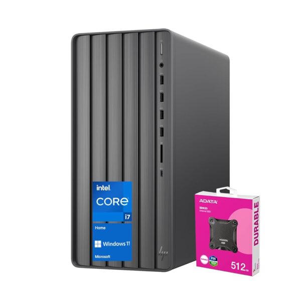 HP Newest Envy Intel i7 Tower Desktop, Intel i7-14700 (Beats Intel i9-12900), 32GB RAM, 1TB PCIe M.2 SSD, Wi-Fi 6, SD Card Reader, Windows 11 Home, Black, with ADATA 512...