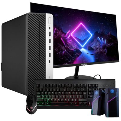 HP ProDesk 600G4 Desktop Computer | Hexa Core Intel i5 (3.2GHz) | 16GB DDR4 RAM | 500GB SSD | Windows 11 Pro | New 24in LCD Monitor + RGB Keyboard & Mouse + Speakers | Home or…