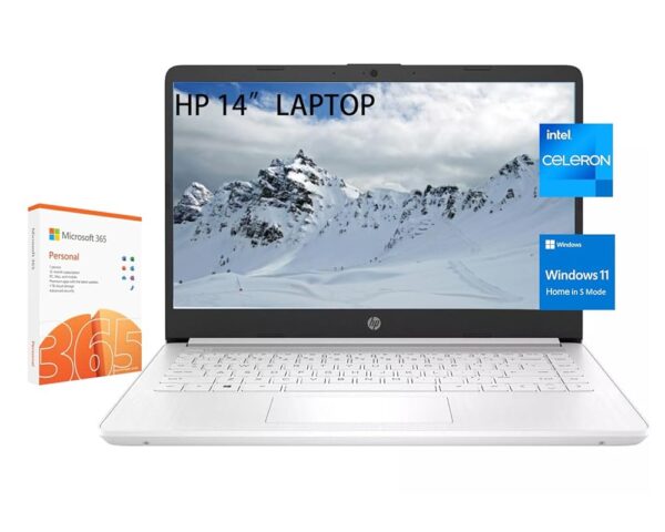 HP Stream 14 Inch Laptop for Student，Intel Celeron N4120,16GB RAM,64GB eMMC,Microsoft 365 with 1TB Cloud Storage,720p Webcam,Windows 11 S,Long Battery Life,with 5ave...