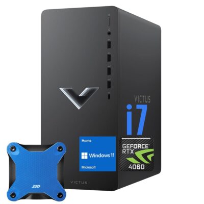 HP Victus 15L i7 RTX 4060 Ultimate Gaming Desktop, Intel i7-14700F (Beats Intel i9-12900F), GeForce RTX 4060, 32GB RAM, 1TB SSD, RJ-45, DisplayPort, Wi-Fi 6, Windows 11 Home, Black