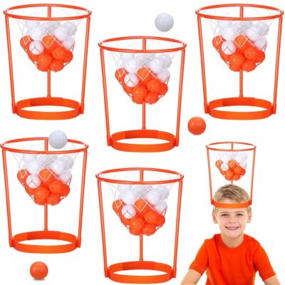 HyDren Head Hoop Basketball Party Game Set for Kids and Adults Carnival Game Portable Adjustable Basket Net Headband with Balls for Birthday Carnival Office Indoor Outdoor…