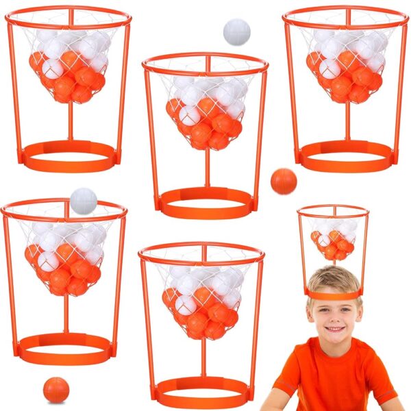 HyDren Head Hoop Basketball Party Game Set for Kids and Adults Carnival Game Portable Adjustable Basket Net Headband with Balls for Birthday Carnival Office Indoor Outdoor...