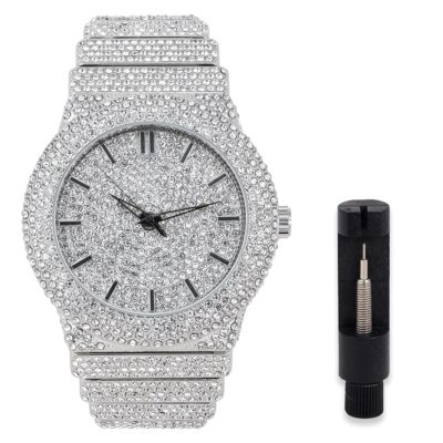 ICE STAR Men’s Fully Iced Diamond Watch, 46mm Case