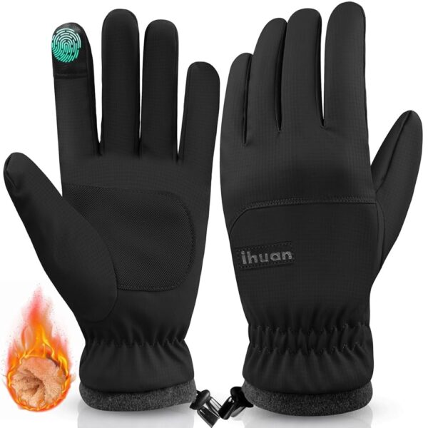 ihuan Winter Waterproof Ski Gloves Men Women, Snow Warm Cycling Gloves Cold Weather, Driving Biking Running