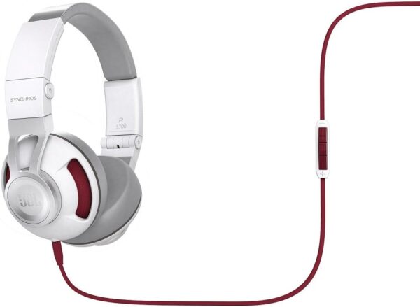 JBL Synchros S300 Premium On-Ear Stereo Headphones with Apple 3-Button Remote, White/Red