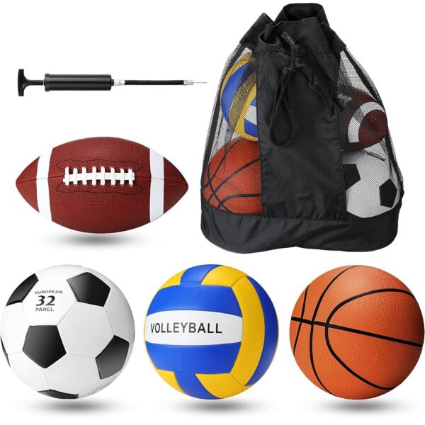 Jerify 4Pcs Operation Christmas Sport Balls Set Official Size Athletic Balls Include Soccer Ball, Football, Basketball, Volleyball for Indoor Outdoor Game Kids Teens Youth Adult...