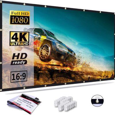 JIFAR 120 inch Projection Screen,16:9 Foldable Anti-Crease Portable Projector Movies Screen Indoor Outdoor Projection Double Sided Video Projector Screen for…