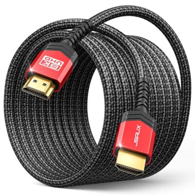 JSAUX 8K HDMI Cable 2.1 25FT 2-Pack 48Gbps 8K & 4K Ultra High Speed Cord (8K@60Hz 7680×4320, 4K@120Hz) eARC HDR10 HDCP 2.2 & 2.3 3D, Compatible for PS5/PS4/X-Box/Roku…