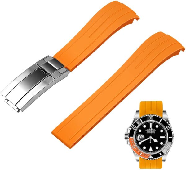 Juntan 20mm 22mm Curved End Rubber Watch Band, Tapered Silicone Curved Replacement Watch Strap for Men Women with Classic Diving Buckle