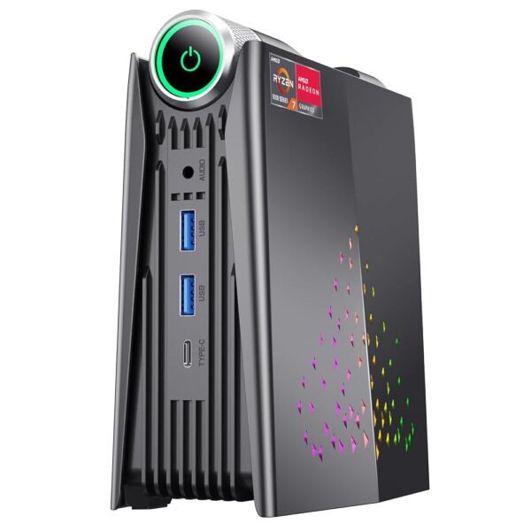 KAMRUI Mini Gaming PC with Ryzen 7 5700U (4.3GHz), 32GB DDR4 RAM 512GB PCIe NVMe SSD, Mini PC Support WiFi 6/BT 5.2/4K 60Hz Display, Small Desktop Computer with USB-C, 4 USB-A...