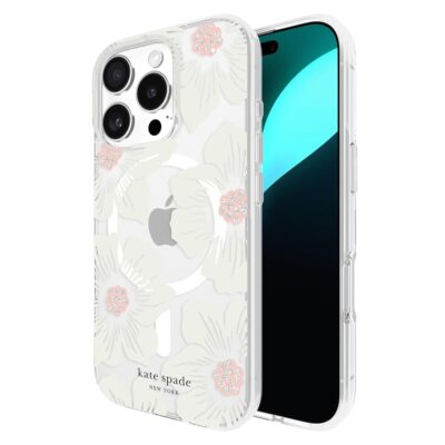 kate spade new york iPhone 16 Pro Case – Compatible with MagSafe – Designer Phone Case – Hollyhock Cream Floral