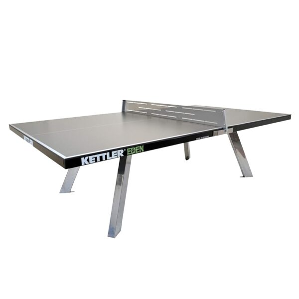 KETTLER Eden Weatherproof Stationary Outdoor Table Tennis Table with Galvanized Steel Legs and Permanent Net and Post System