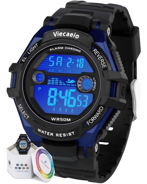 Kids Digital Watch for Boys Girls, Waterproof LED Colorful Lights Sports Watch Suitable for 5-17 Years Old Teenagers (with Gift Box)