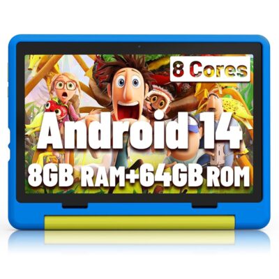 Kids Tablet｜Upgraded Android 14 Tablet 10 inch for Kids with Protective Case｜Octa-Core｜64GB｜1TB TF Card Expandable｜Dual Camera｜Parental Control｜Pre-intalled KIDOZ｜Great Gift for…