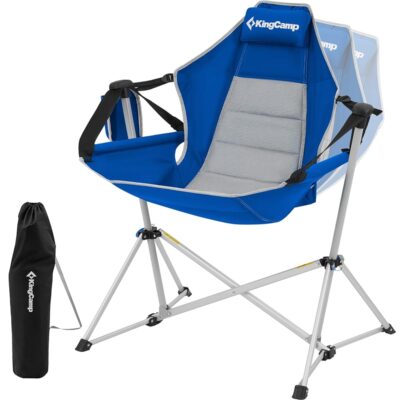 KingCamp Hammock Camping Chair, Aluminum Alloy Adjustable Back Swinging Chair, Folding Rocking Chair with Pillow Cup Holder, Recliner for Outdoor Travel Sports Games Lawn…