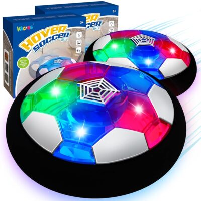 KKONES Kids Toys Hover Soccer Ball (Set of 2), Battery Operated Air Floating Soccer Ball with LED Light and Soft Foam Bumper for Indoor Outdoor Game, Gifts for Age 3 4 5 6 7…