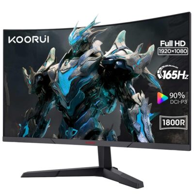 KOORUI 24 Inch Computer Monitor – FHD 1080P Gaming Monitor 165Hz VA 1ms 1800R LED Monitors with Ultra-Thin, HDMI X2 /DP, VESA Compatible, Tilt Adjustable, Eye Care