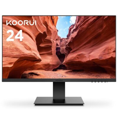 KOORUI 24-inch Computer Monitor Full HD 1920 x 1080p VA Display 75Hz 3000:1 Contrast Ratio with HDMI, VGA, Frameless, 75 x 75 mm VESA Mountable, Ergonomic Tilt, Black, 24N1A