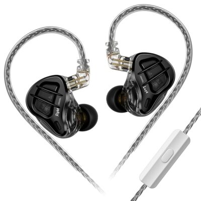 KZ ZAR in-Ear Monitor IEM Headphones with Mic,1DD+7BA Hybrid Technology Driver Wired KZ Earbuds Headphone with Silver-Plated Cable for Audiophile Musician (KZ ZAR-Black, with Mic)