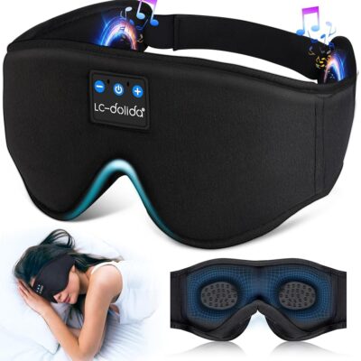 LC-dolida Sleep Headphones, 3D Sleep Mask Bluetooth Wireless Music Eye Mask, Sleeping Headphones for Side Sleepers Sleep Mask with Bluetooth Headphones Ultra-Thin Stereo…