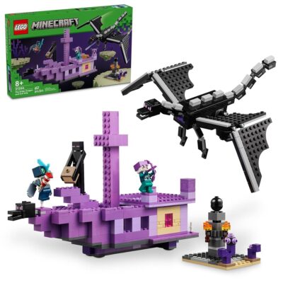 LEGO Minecraft The Ender Dragon and End Ship Building Set, Video Game Toy with 2 Minecraft Minifigures, Dragon Toy Action Playset for Kids, Birthday Gift for Boys and Girls Ages…