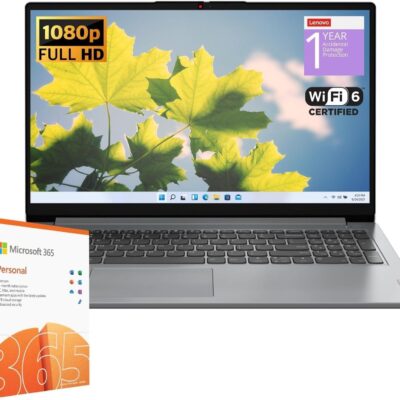 Lenovo IdeaPad 1 Student Laptop, Intel Dual Core Processor, 20GB RAM, 1TB SSD + 128GB eMMC, 15.6″ FHD Display, 1 Year Office 365, Windows 11 Home, Wi-Fi 6, Webcam, Bluetooth, SD…