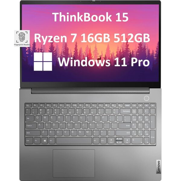 Lenovo ThinkBook 15 Business Laptop (15.6" FHD Anti-Glare, 16GB RAM, 512GB SSD, AMD Ryzen 7 5825U (> i7-1165G7)), FHD Webcam w/ Shutter, Military Grade, Fingerprint, Ethernet,...