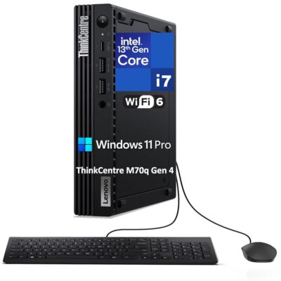 Lenovo ThinkCentre M70q Gen 4 MFF Tiny 1L Mini PC Business Desktop Computer, 13th Gen Intel 16-Core i7-13700T up to 4.9GHz, 64GB DDR4 RAM, 4TB PCIe SSD, WiFi 6, RJ45, HDMI,…