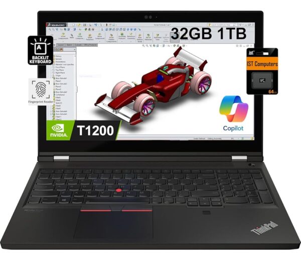 Lenovo ThinkPad P15 Mobile Workstation (15.6" 4K IPS, Intel 8-Core i7-11800H, 32GB RAM, 1TB SSD, NVIDIA T1200) Laptop for Engineer, Designer, Architect, IST SD Card, Win 11 Pro...