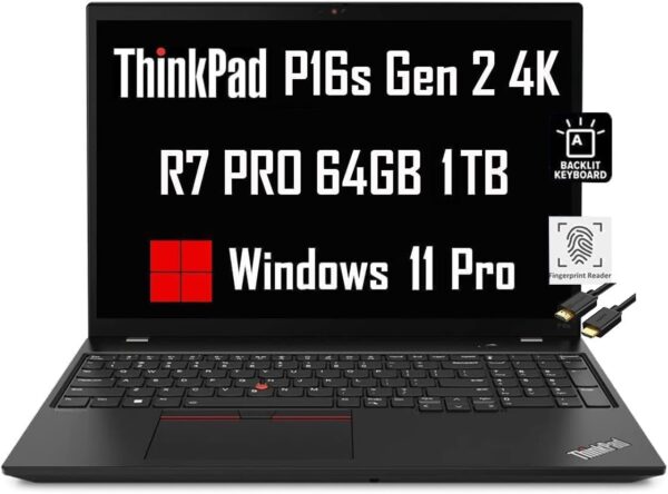 Lenovo ThinkPad P16s Mobile Workstation & Business Laptop (16" 4K OLED, AMD Ryzen 7 PRO 7840U, 64GB LPDDR5-6400 MHz, 1TB SSD, Radeon 780M), dTPM, 5MP Webcam, Fingerprint, IST...