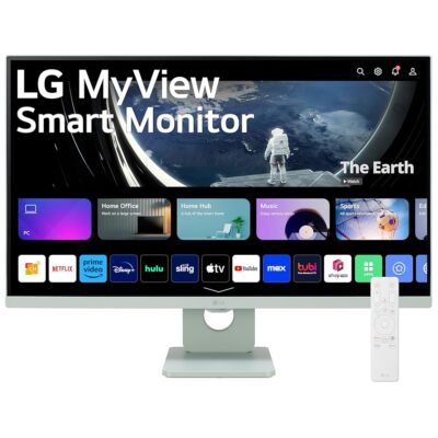 LG 27SR50F-G MyView Smart Monitor 27-Inch FHD (1920×1080) IPS Display, webOS 23, HDR 10, x2 Built-in Speakers, AirPlay 2, Screen Share, Bluetooth, ThinQ App, Remote Control, Green