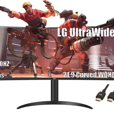 LG 34 inch UltraWide Monitor, 21:9 Curved WQHD (3440×1440) IPS Display, HDR 10s and RGB 99% Color Gamut, 160Hz, 1ms, AMD FreeSync Premium and 3-Side Virtually Borderless Screen,…