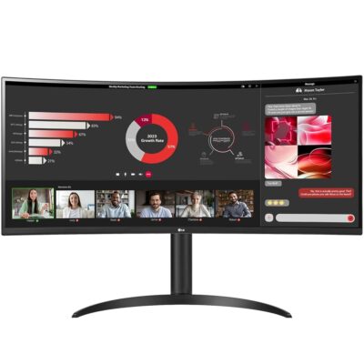 LG 34WR55QC-B 34″ Curved UltraWide WQHD HDR 10 100Hz Monitor with USB Type-C, 3440×1440 Curved Display, 100Hz Refresh Rate, AMD FreeSync, Borderless Design