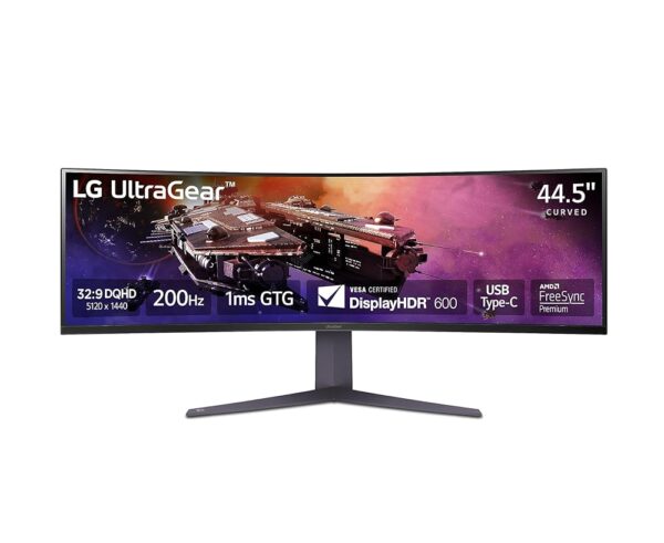 LG 45GR65DC-B Ultragear Curved Gaming Monitor 45-Inch 32:9 QHD 200Hz 1ms UltraWide Display AMD FreeSync Premium Pro VESA DisplayHDR 600 HDMI 2.1 x2 DP UBS x3 Tilt/Height/Swivel...