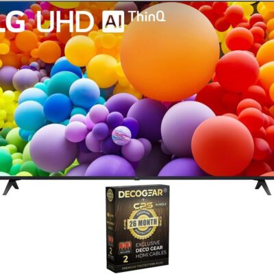 LG 55UT7570PUB 55-Inch UT75 Series LED Smart TV 4K (2024) Bundle with Deco Gear 2X 4K HDMI 2.0 Cable w/Copper Conductors & CPS Exclusive 26 Month Protection Pack (BEACH-CPS-261000)