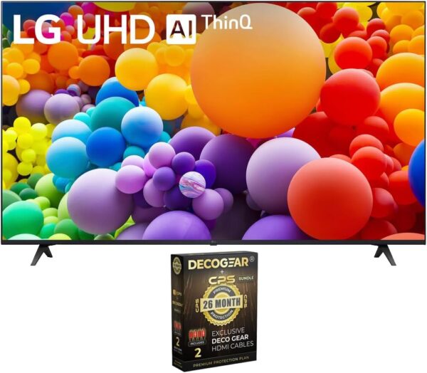 LG 55UT7570PUB 55-Inch UT75 Series LED Smart TV 4K (2024) Bundle with Deco Gear 2X 4K HDMI 2.0 Cable w/Copper Conductors & CPS Exclusive 26 Month Protection Pack (BEACH-CPS-261000)