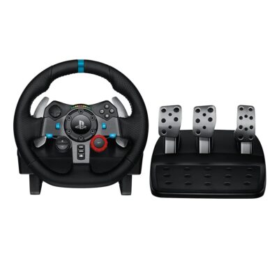 Logitech G29 Driving Force Racing Wheel and Floor Pedals, Real Force Feedback, Stainless Steel Paddle Shifters, Leather Steering Wheel Cover for PS5, PS4, PC, Mac – Black