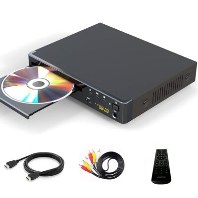 LP-099 Multi Region Code Zone Free PAL/NTSC HD DVD Player CD Player with HDMI AV Output & Remote & USB Input & MIC Input – Compact Design (Matt Black)