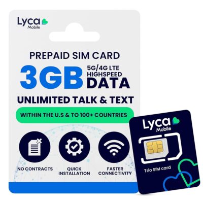 Lyca Mobile $19 90 Day Plan USA SIM Unlimited Data International Talk &Text to 100 Countries 3GB 4G/5G Data Replenishes Every 30 Days