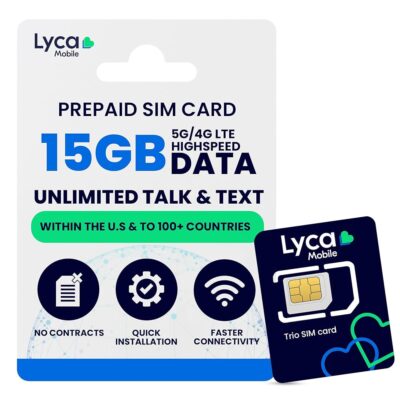 Lyca Mobile $39 30 Day Plan USA SIM Unlimited Data International Talk &Text to 100 Countries 15GB 4G LTE/5G Data