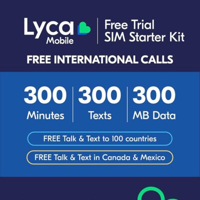 Lyca Mobile 5G/4G SIM Starter Kit | Free Trial Includes 300 Minutes / 300 Texts / 300 MB Data (for 7 Days of Service)