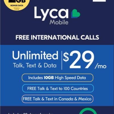 Lyca Mobile Prepaid 5G/4G SIM Card | $29 Plan | Unlimited Talk, Text & Data | 10GB High Speed Data