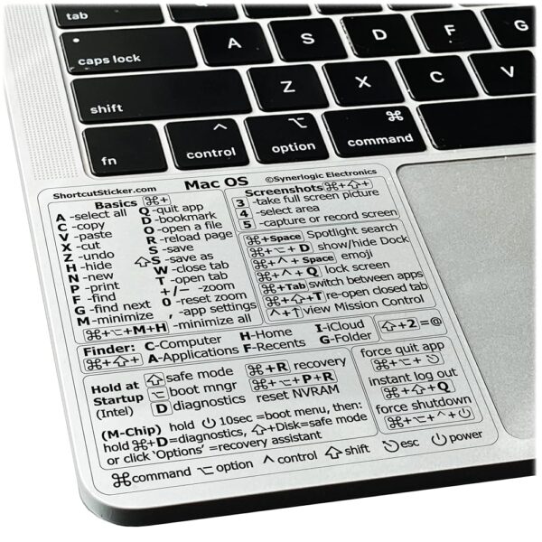 Mac OS Shortcuts Sticker | Mac Keyboard Stickers for Mac OS | No-Residue Laminated Vinyl MacBook Stickers for Laptop | MacBook Shortcut Stickers for 13-16" Air and Pro...