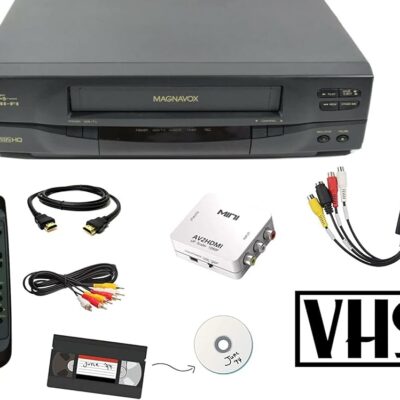 MAGNAVOX 4-Head VCR Video Cassette Recorder w/Remote, USB Adapter, HDMI Converter (Renewed)