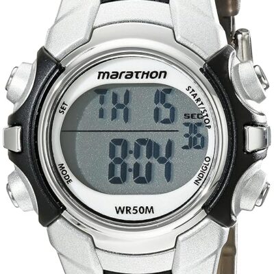 Marathon by Timex Unisex T5K805 Digital Mid-Size Black/Silver-Tone Resin Strap Watch