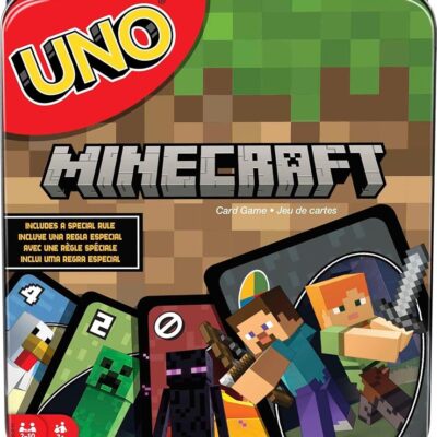 Mattel Games UNO Minecraft Card Game for Family Night with Minecraft-themed Graphics in a Collectible Tin for 2-10 Players (Amazon Exclusive)